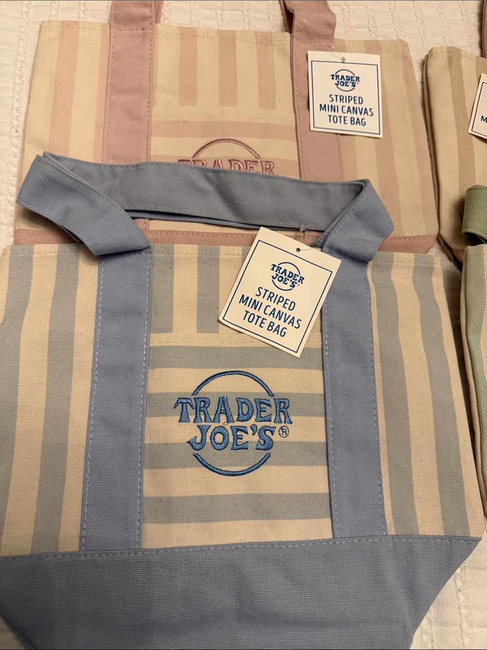 Trader Joe’s Striped Canvas Tote Bag-Summer 2026 -Pastel Multi-Color - Picture 2 of 3